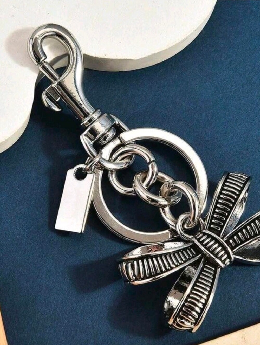 Polished Silver Dragonfly Key & Card Holder Charm